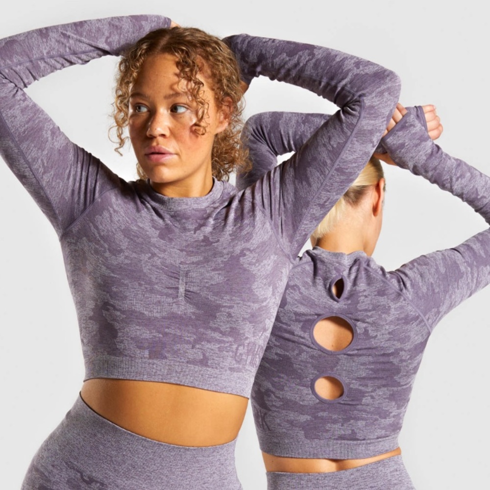 gymshark purple camo crop top